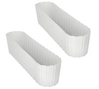 KOTARBAU® 2 pcs Jardinière Exterieur - Plastique - 60 x 14 x 13cm - Blanc - Pot De Fleur Exterieur - Jardiniere Balcon - Rustique - Rectangulaire - Grand Cache-Pot