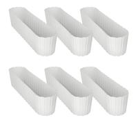 Jardinière ovale pour balcon, rustique, blanche, 60 cm, lot de 6