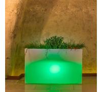 JARDINIÈRE POT DE FLEURS RÉSINE LED TERRASSE RECTANGULAIRE JARDIN LAMPE VERTE