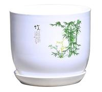 Jardinière pour plante d'intérieur 8, 7 x 7, 9 x 5, 9'' Pot de plante chinois avec soucoupe et trou de drainage Pot fleur en résine avec motif délicat pour la maison, le bureau et le balcon Style 2