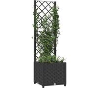 Jardinière pour plantes grimpantes avec treillis - 40 x 40 x 136 cm - Noir - PP sans entretien - Jardinière d'extérieur avec support pour plantes grimpantes intégré - Résistante aux UV