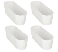 Jardinière - Rectangulaire 38,4 x 13,2 x 13 cm - Blanche - Pour balcon & herbes aromatiques - Lot de 4
