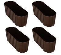 Jardinière - Rectangulaire 40 cm - Plastique - Marron - Pack de 4 (balcon/terrasse)