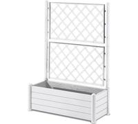 Jardinière Rectangulaire avec Treillis Stefanplast, Effet Bois, 100 x 43 x H 142 cm, 80 L, Blanc