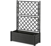 Jardinière Rectangulaire avec Treillis Stefanplast Italia Flower Box, 100x43xH142 cm, 80 L, Anthracite, Finition Effet Bois