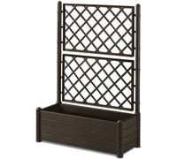Jardinière Rectangulaire avec Treillis Stefanplast Italia Flower Box, 100x43xH142 cm, 80 L, Finition Effet Bois Moka