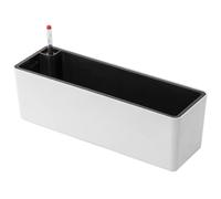 Jardinière Rectangulaire Bac à Fleurs Rectangle Auto-arrosant Pot de Plantation Double Couche Indicateur de Niveau d'eau en Matériau PP Moderne pour B, Blanc