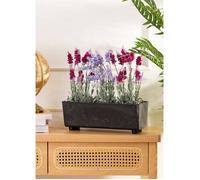 Jardinière rectangulaire béton noir - HowHomely - Salvia - Plastique - Polypropylène - Résistante à l’humidité