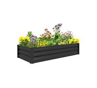 Jardinière Outsunny rectangulaire potager de jardin bac à fleurs en acier avec bordure de sécurité et fond ouvert noir