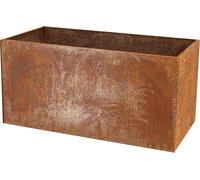 Jardinière rectangulaire effet rouille en acier corten - Orange - Taille L - L 78,2 x l 38,2 x H 38,2 cm