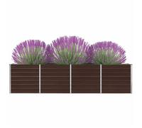 Jardinière rectangulaire en acier galvanisé - WIENS - 320x40x77 cm - Marron - Bordures repliées - Robuste - Grand espace