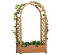 Jardinière rectangulaire - Outsunny - sur pied avec treillis et arche bois sapin pré-huilé - bois - 83x36x152cm