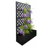 Jardinière Relaxdays avec treillis, motif Diamond, dimensions : 180 x 110 x 40 cm, brise-vue et jardinière, métal, noir