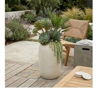 Jardinière Ronde Béton Blanc 30x51cm Fait Main Style Rustique Décoration Intérieur Extérieur Jardin Terrasse Patio
