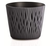 Jardinière ronde en plastique Sandy Round en couleur anthracite 15,8 (L) x 15,8 (l) x 13,8 (H) cm