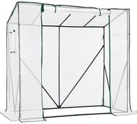 Jardinière stable pour tomates 200 x 77,5 x 149 cm, blanche, film PE, toit en pente