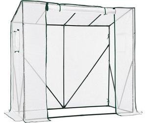 Jardinière stable pour tomates 200 x 77,5 x 149 cm, blanche, film PE, toit en pente