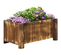 Outsunny Jardinière en bois rectangulaire bac à fleurs intérieur extérieur charge max 40 Kg traité carbonisation 70 x 35 x 30 cm bois naturel