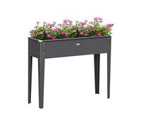 Outsunny Jardinière sur pieds carré potager Acier galvanisé trou de drainage 100 x 30 x 80 cm Gris