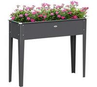 Outsunny Jardinière sur pieds carré potager Acier galvanisé trou de drainage 100 x 30 x 80 cm Gris