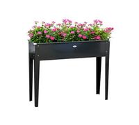 Outsunny Jardinière sur pieds carrée 100x30x80 cm – acier galvanisé, trou de drainage – Noir