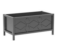 Jardinière sur pied design fleurs - dim. 80 x 40 x 38 cm - acier thermolaqué noir Noir G