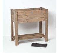 HOMESCAPES Potager surélevé en bois avec tablette - marron, hauteur 78 cm