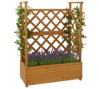 Jardinière HWC-P67, Jardinière/Jardinière à fleurs Grille pour plantes grimpantes Treillis bois 114x85x44cm ~ naturel