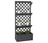 Jardinière Sur Pied Hwc-P69, Bac À Plantes/À Fleurs, Pot De Fleurs, Treillis, Espalier, Surface De Rangement, Bois Mvg 177x77x33cm Gris Anthracite Gris