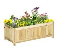 Outsunny Jardinière rectangulaire en bois pliable carré potager surélevé dim. 70L x 30l x 25H cm naturel