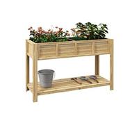Outsunny Jardinière sur pieds 115×46×75 cm Bois massif sapin – séparateur amovible, étagère