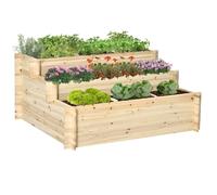 Jardinière sur pieds 3 niveaux - Outsunny - carré potager 9 compartiments feutre drainage - bois sapin - 117x100x54cm - naturel