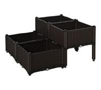 Outsunny Jardiniššre sur Pieds carršŠ Potager 2 šŠtages dim. 80L x 80l x 44H cm Insert d'irrigation Plastique Imitation rotin tressšŠ Chocolat