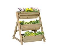 Jardinière sur pieds carré potager 3 étages dim. 71L x 61l x 77H cm inserts d'irrigation feutre de drainage bois sapin autoclave