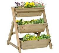 Outsunny Jardiniššre sur Pieds carršŠ Potager 3 šŠtages dim. 71L x 61l x 77H cm Inserts d'irrigation Feutre de Drainage Bois Sapin Autoclave