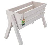 Jardinière sur pieds - KOTARBAU - 40,5 x 18 x 28,5 cm - Bois flammé - Blanc - Pour balcon/terrasse