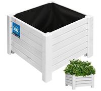 Jardiniere sur Pieds - KOTARBAU® - Imprégné - 38x38x30cm - Blanc -Rectangulaire - Toile Anti-Mauvaises Herbes