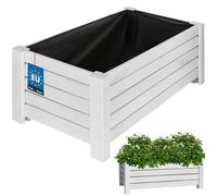 KOTARBAU® Jardinière Extérieur - Bois de Pin Imprégné - 60 x 33 x 25 cm - Blanc - Jardiniere sur Pieds - Bac à Fleurs Rectangulaire - Grande Capacité - avec Toile Anti-Mauvaises Herbes
