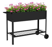 Jardinière sur pieds - Outsunny - potager étagère 2 roues insert irrigation fleurs - métal - 109x39x80cm - noir