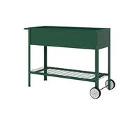 Outsunny Jardinière sur Pieds Potager dim. 109L x 44l x 80H cm étagère 2 Roues + Insert d'irrigation métal Vert