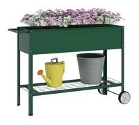 Outsunny Jardinière sur Pieds Potager dim. 109L x 44l x 80H cm étagère 2 Roues + Insert d'irrigation métal Vert