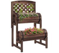 Jardinière sur pieds surélevée - Outsunny - avec treillis - 2 niveaux - pour terrasse, balcon, jardin - 42 x 49 x 80 cm - marron
