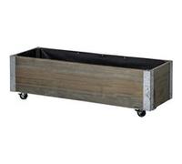 Outsunny Jardinière rectangulaire en bois massif sapin 96 x 30,6 x 30 cm gris clair