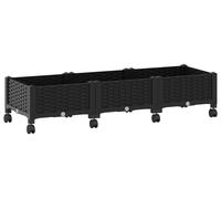 Jardinière sur roulettes vidaXL, noire, 120 x 40 x 29 cm, PP