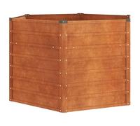 Jardinière surélevée - 129 x 129 x 77 cm - En acier Corten - Petit pot de fleurs - Pot de culture - Pour terrasse, balcon, parc, cour