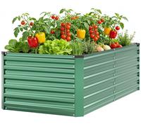 Jardinière surélevée - 240 x 90 x 60 cm - Acier au zinc-aluminium-magnésium - Avec montants de soutien et gants de jardinage