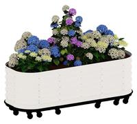 Jardinière surélevée à roulettes - Jardinière mobile en métal - Bac de culture surélevé 240 x 60 x 50 cm - Pour légumes, herbes aromatiques et fleurs - Blanc