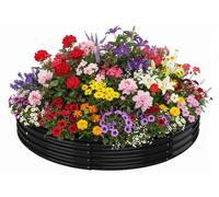 Jardinière surélevée - Anneau de plantation rond sans fond - Acier galvanisé - Pour l'extérieur - 107 x 20 cm - Blanc