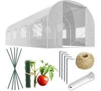Jardinière surélevée avec cadre en acier, kit comprenant des tuteurs et des accessoires - 2 x 45 x 2 m, 9 m², blanc