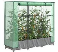 vidaXL Jardinière surélevée avec serre aspect rotin 120x40x123 cm